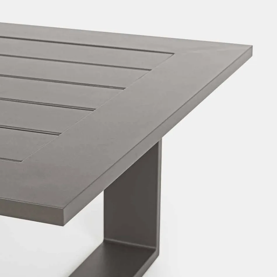 Udendørs stue sammensætning i aluminium med stofpuder - Yoshi Viadurini