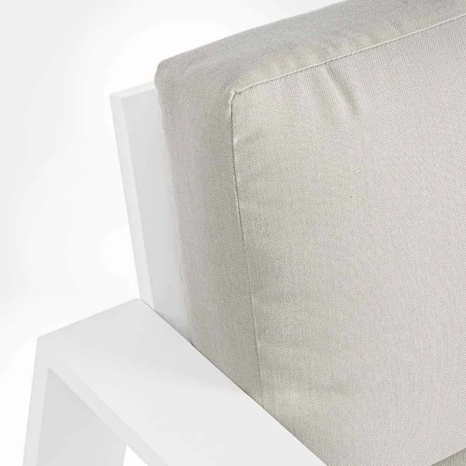 Udendørs stue sammensætning i aluminium med stofpuder - Yoshi Viadurini