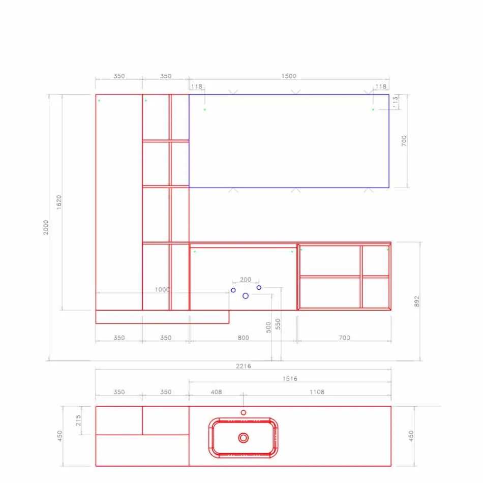 Hængende badeværelsesmøbler med moderne design lavet i Italien - Callisi15 Viadurini