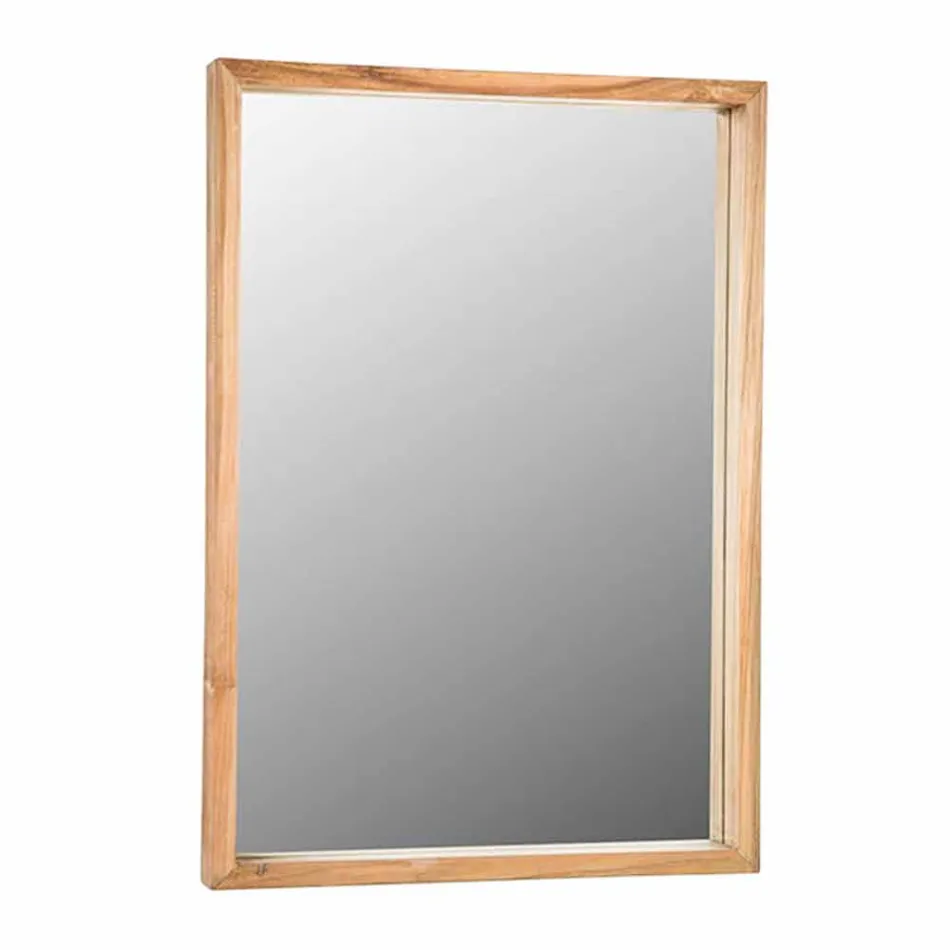 Suspenderet sammensætning af badeværelsesmøbler i moderne teaktræ - Kristi Viadurini