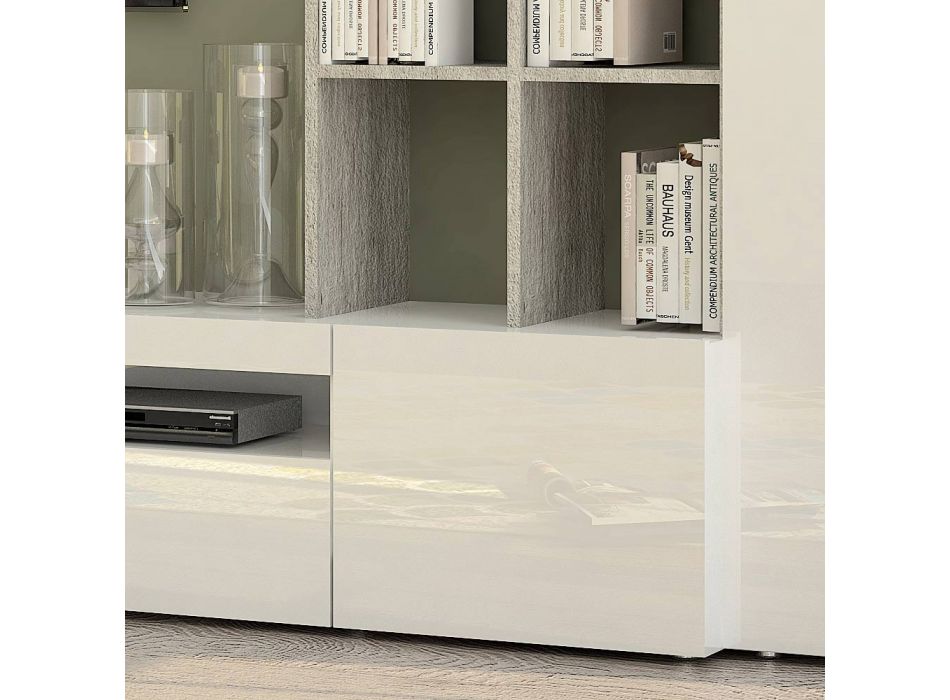Sammensætning af møbler og tv-stativ Stue i trævægdesign - Ciancia Viadurini
