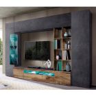 Sammensætning af møbler og tv-stativ Stue i trævægdesign - Ciancia Viadurini