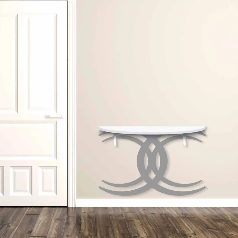 Vægmonteret konsol for moderne design i hvidt og gråt træ - Coco Viadurini