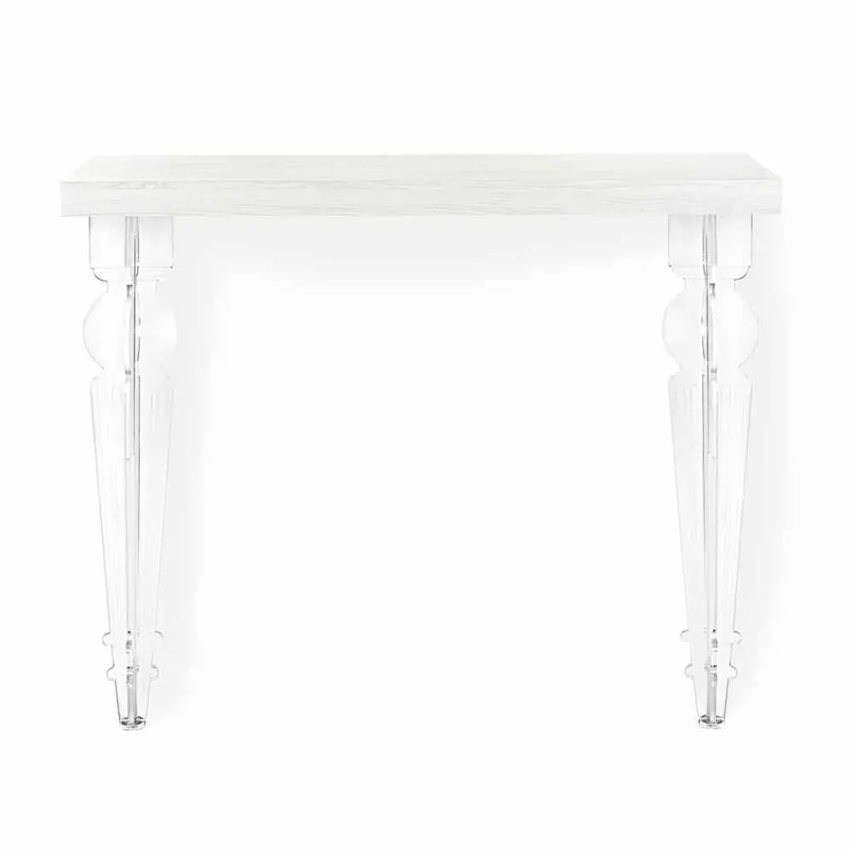 Vægkonsolbord i gråhvidt træ eller Corten og plexiglas - Leopardi Viadurini