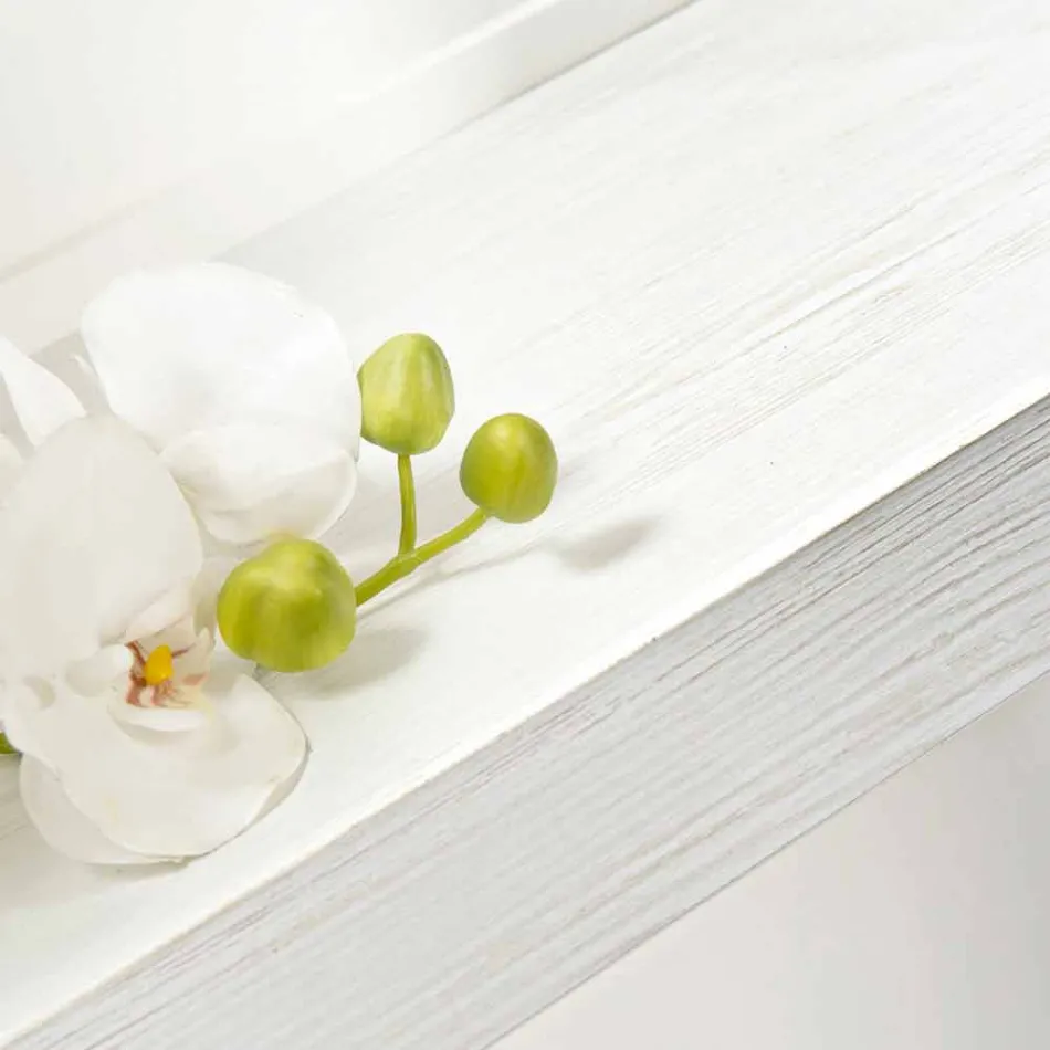 Vægkonsolbord i gråhvidt træ eller Corten og plexiglas - Leopardi Viadurini