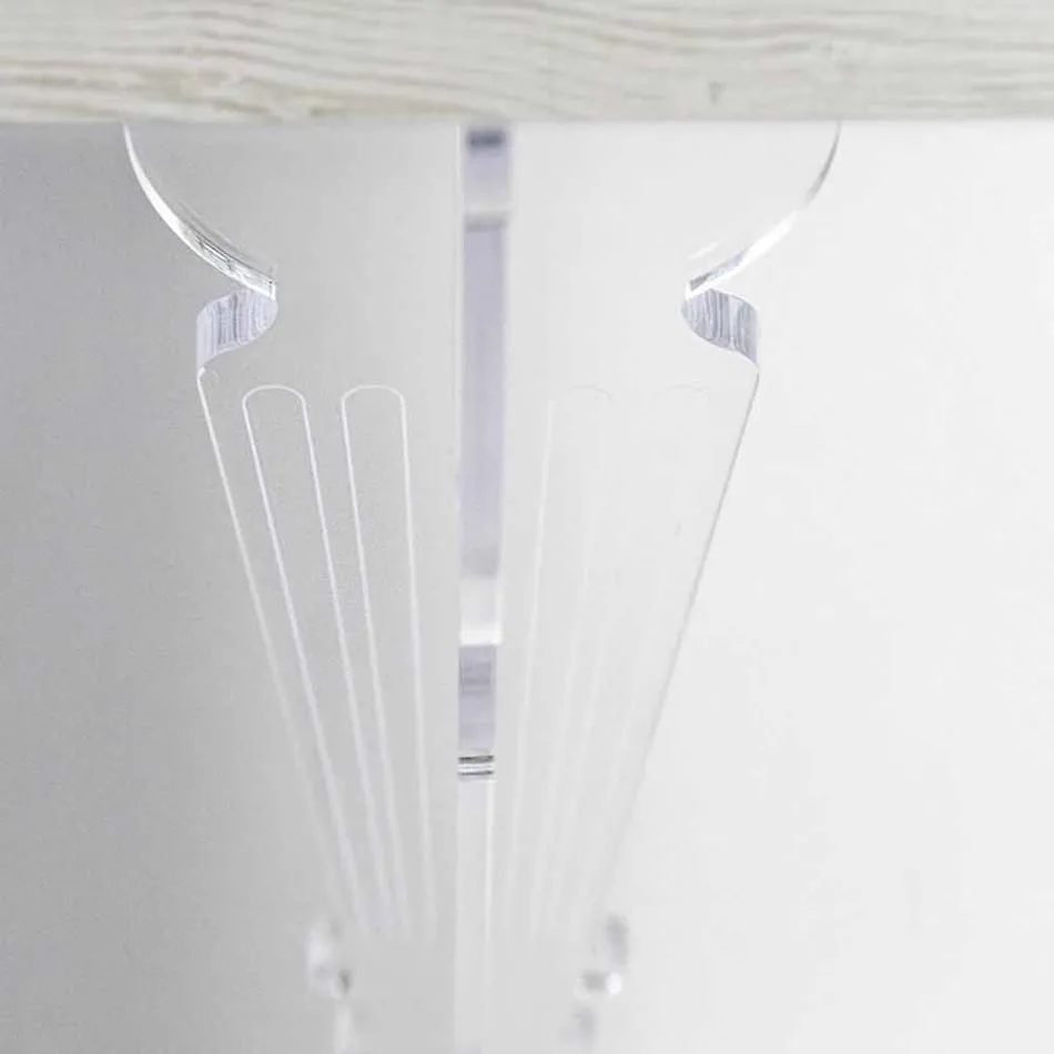 Vægkonsolbord i gråhvidt træ eller Corten og plexiglas - Leopardi Viadurini