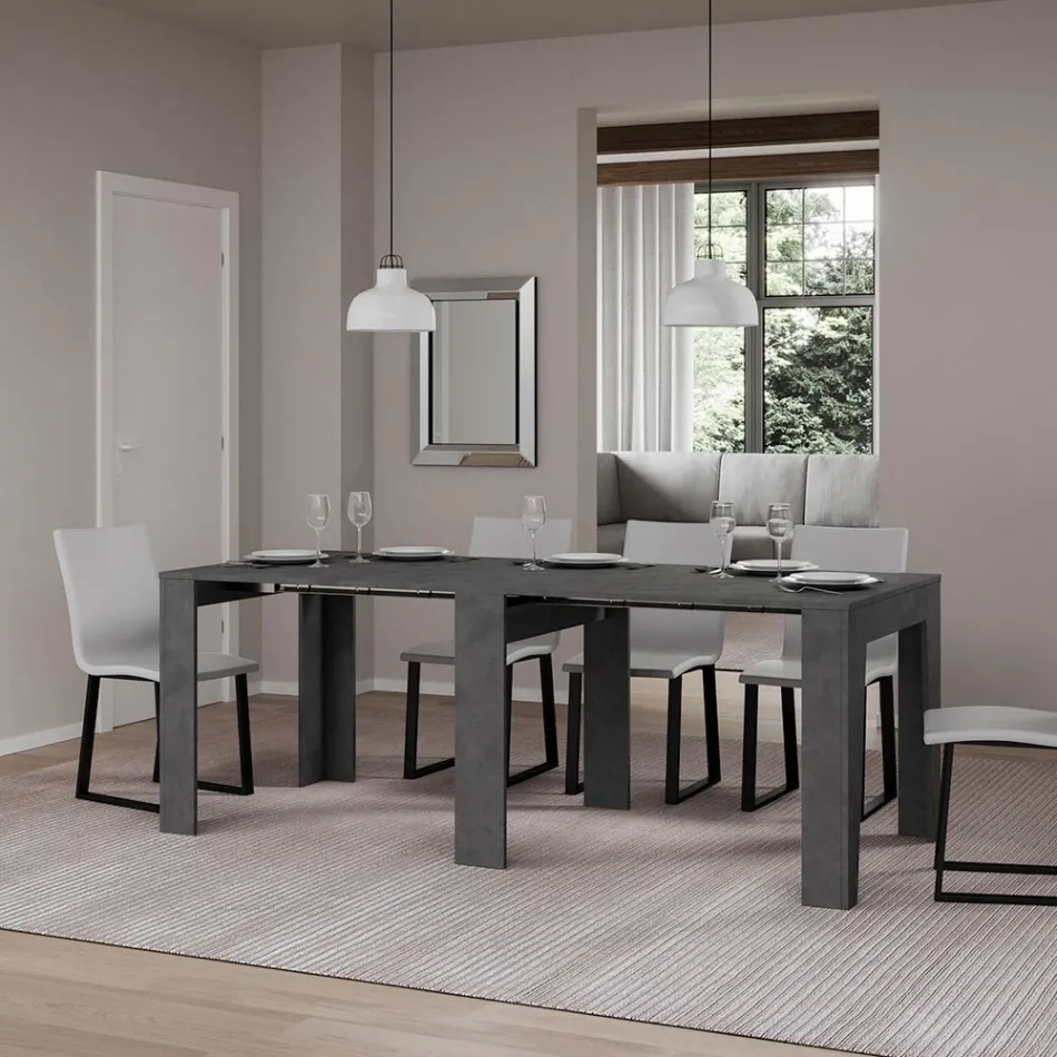 Udtrækkelig konsol til 181 cm i Melamin Essence Made in Italy - Castello Viadurini