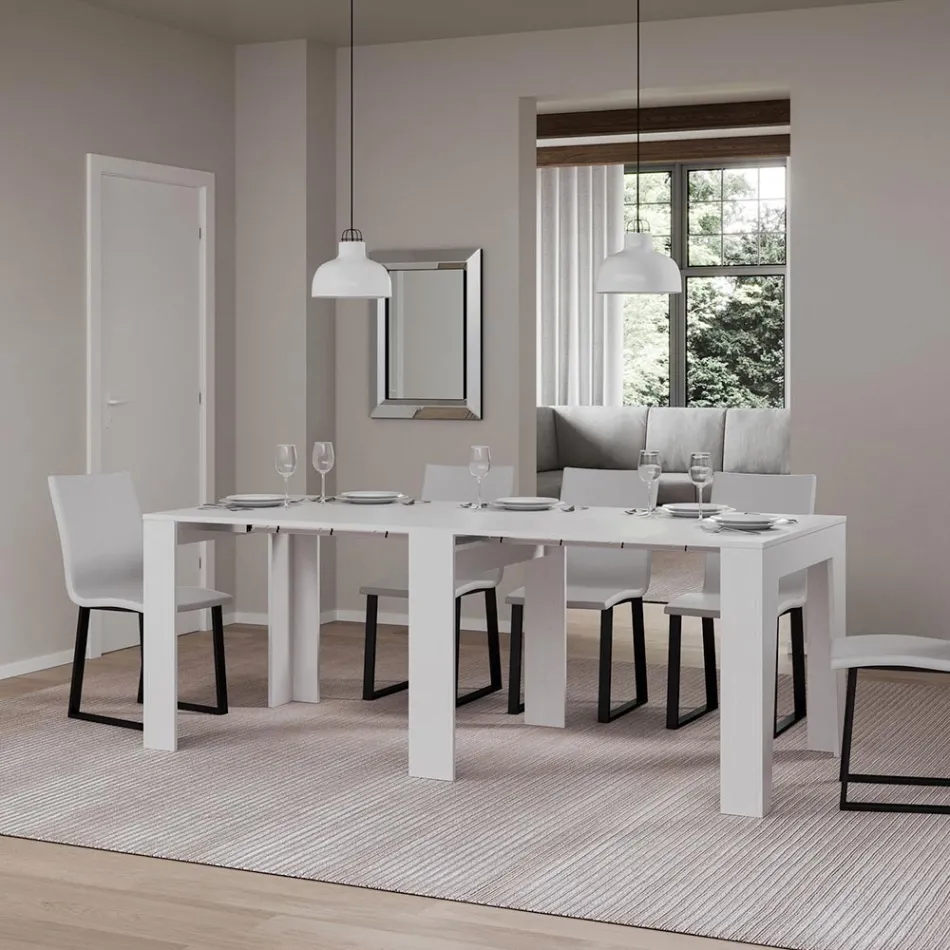 Udtrækkelig konsol til 181 cm i Melamin Essence Made in Italy - Castello Viadurini