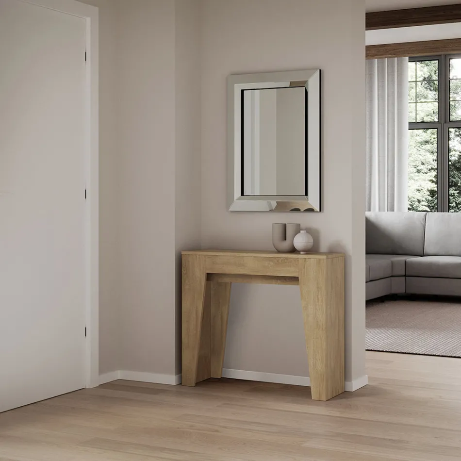 Udtrækkelig konsol til 181 cm i Melamin Essence Made in Italy - Castello Viadurini
