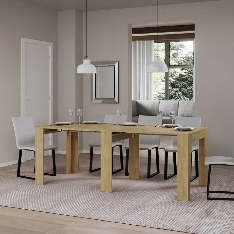 Udtrækkelig konsol til 181 cm i Melamin Essence Made in Italy - Castello Viadurini