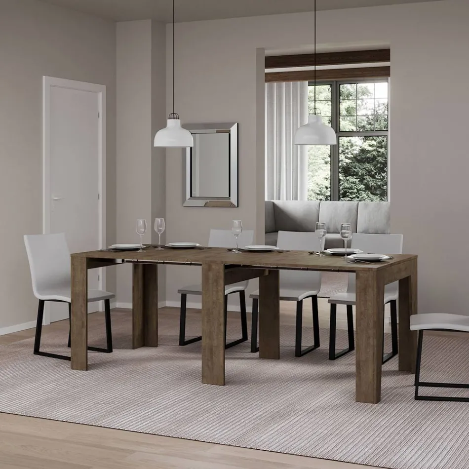 Udtrækkelig konsol til 181 cm i Melamin Essence Made in Italy - Castello Viadurini