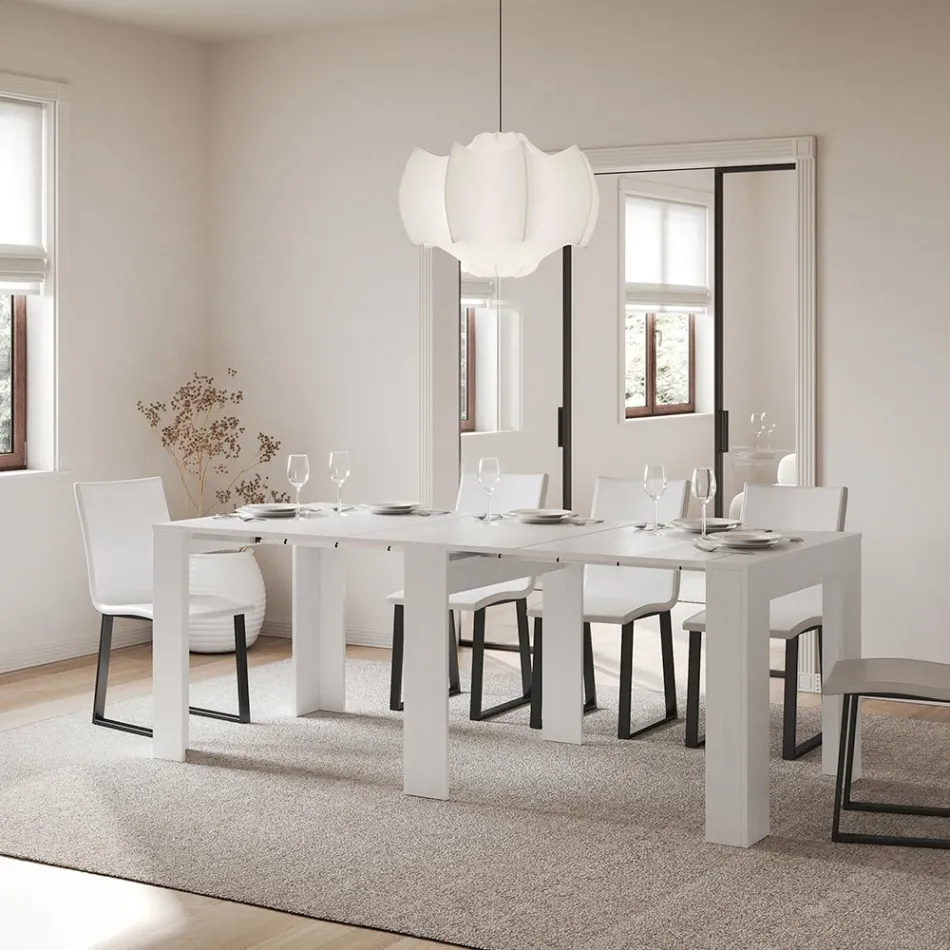 Udtrækkelig konsol til 181 cm i Made in Italy melaminpaneler - Drago Viadurini