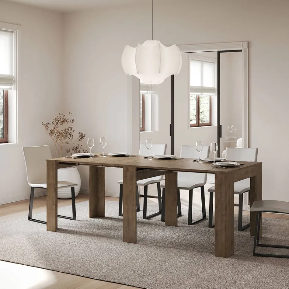 Udtrækkelig konsol til 181 cm i Made in Italy melaminpaneler - Drago Viadurini