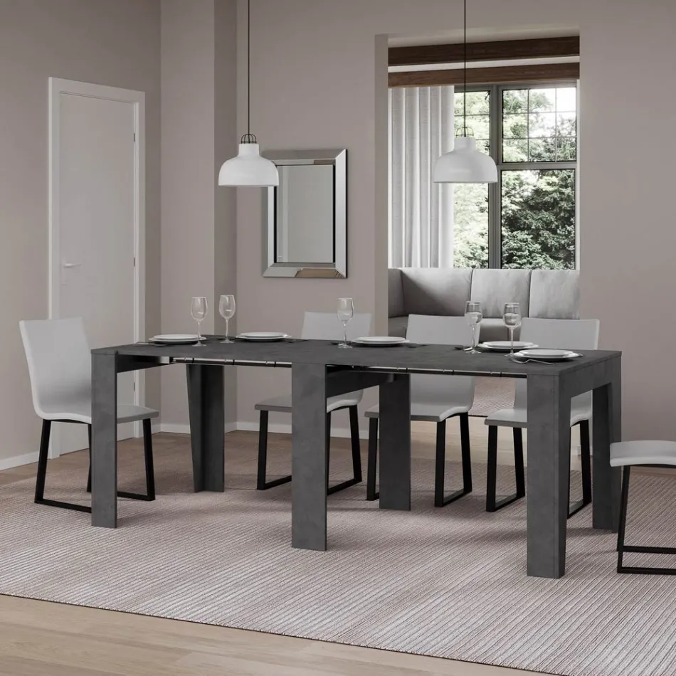 Udtrækkelig konsol til 211 cm i melamin i det væsentlige Made in Italy - Incantesimo Viadurini