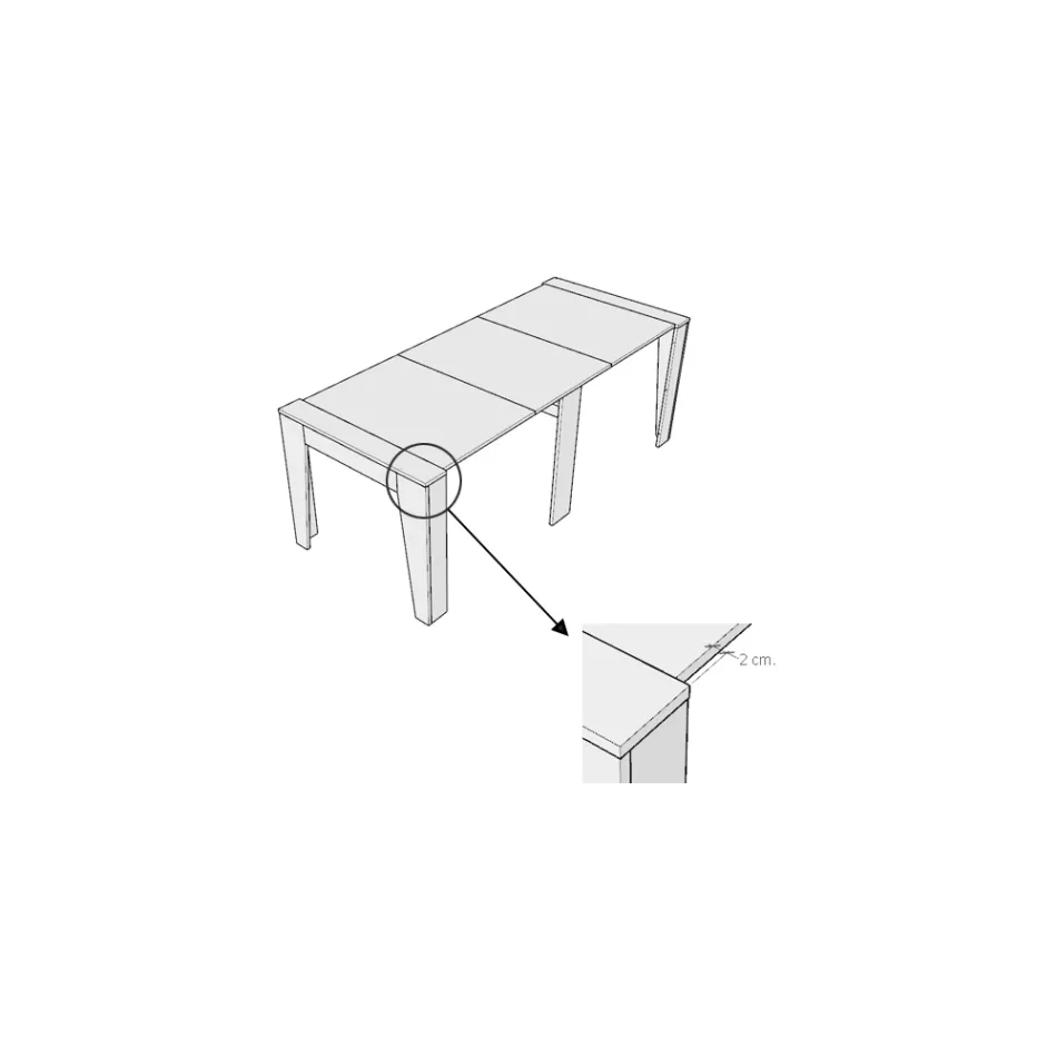 Udtrækkelig konsol til 211 cm i melamin i det væsentlige Made in Italy - Incantesimo Viadurini
