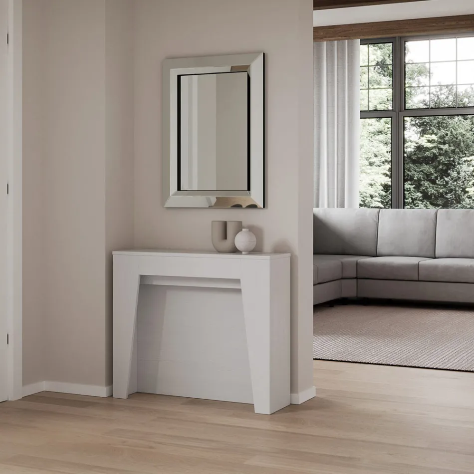 Udtrækkelig konsol til 211 cm i melamin i det væsentlige Made in Italy - Incantesimo Viadurini