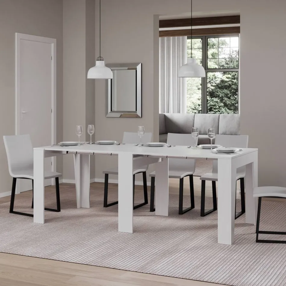 Udtrækkelig konsol til 211 cm i melamin i det væsentlige Made in Italy - Incantesimo Viadurini