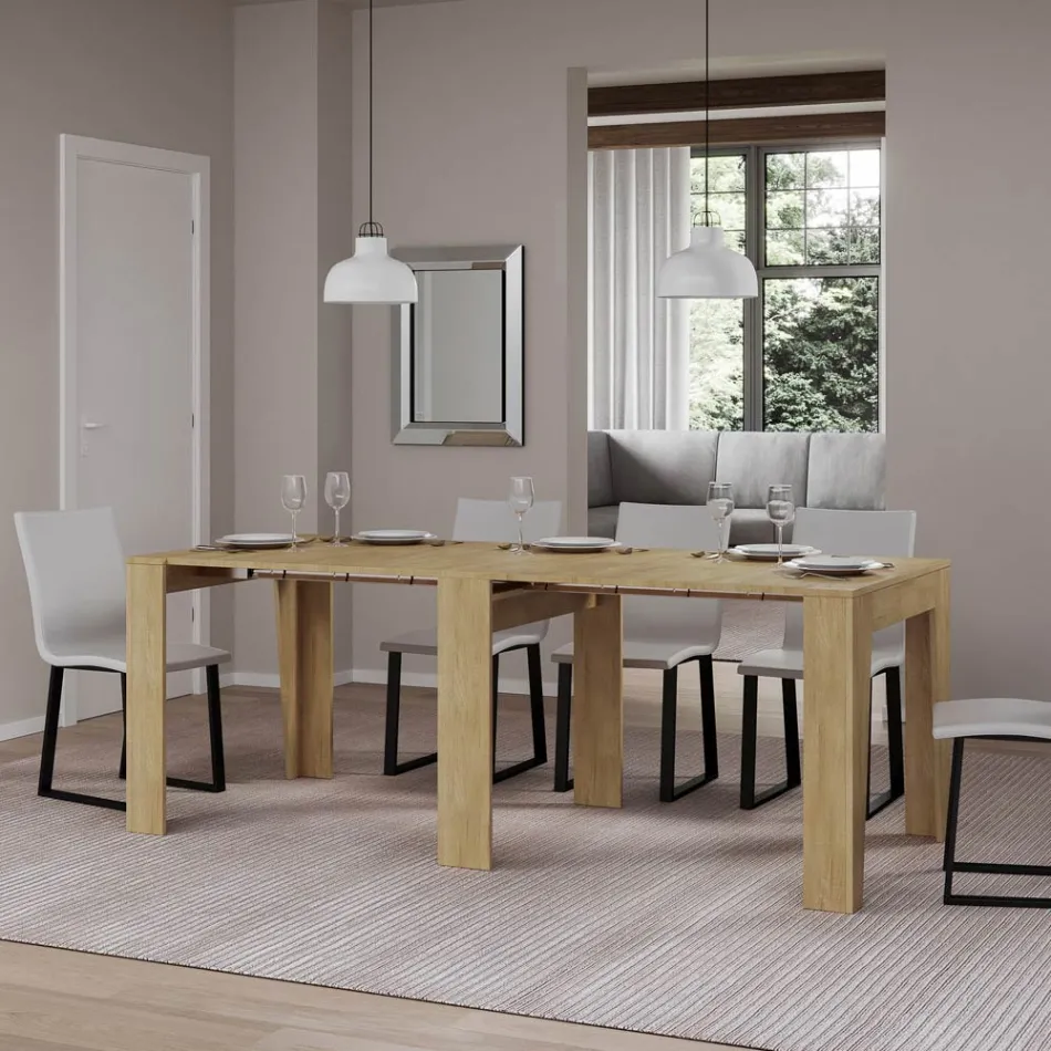 Udtrækkelig konsol til 211 cm i melamin i det væsentlige Made in Italy - Incantesimo Viadurini