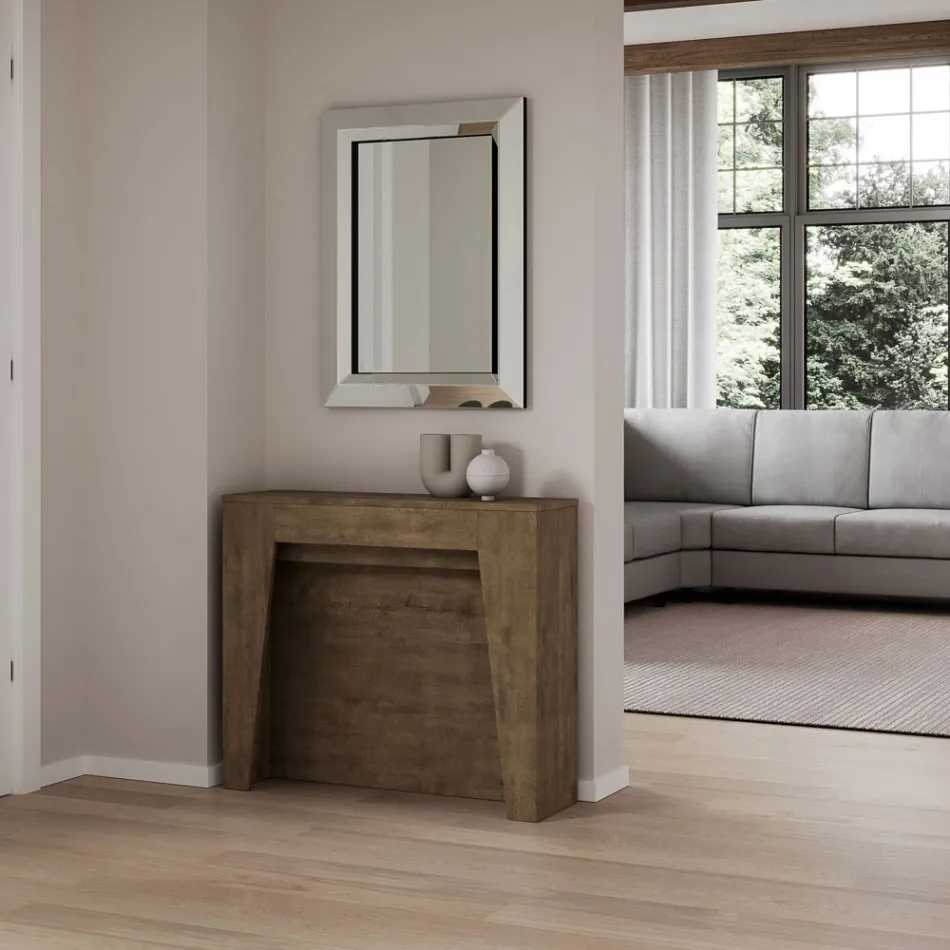 Udtrækkelig konsol til 211 cm i melamin i det væsentlige Made in Italy - Incantesimo Viadurini