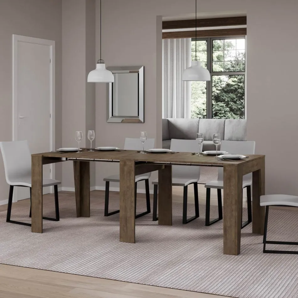 Udtrækkelig konsol til 211 cm i melamin i det væsentlige Made in Italy - Incantesimo Viadurini