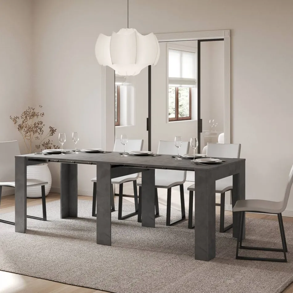 Udtrækkelig konsol til 211 cm i Made in Italy melaminpaneler - Principessa Viadurini