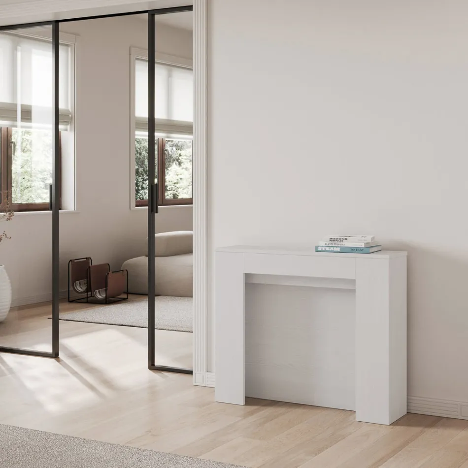 Udtrækkelig konsol til 211 cm i Made in Italy melaminpaneler - Principessa Viadurini