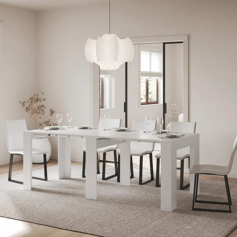 Udtrækkelig konsol til 211 cm i Made in Italy melaminpaneler - Principessa Viadurini