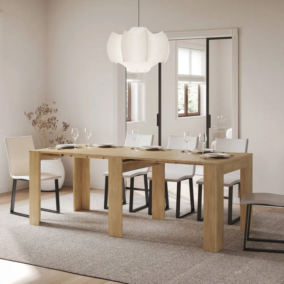 Udtrækkelig konsol til 211 cm i Made in Italy melaminpaneler - Principessa Viadurini