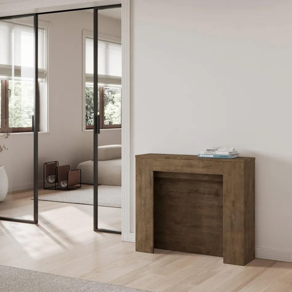 Udtrækkelig konsol til 211 cm i Made in Italy melaminpaneler - Principessa Viadurini