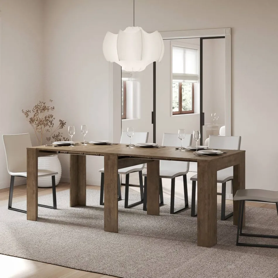 Udtrækkelig konsol til 211 cm i Made in Italy melaminpaneler - Principessa Viadurini