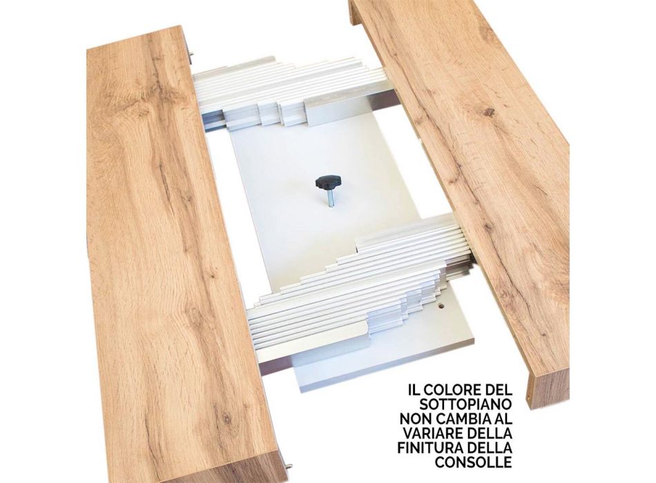 Udtrækkelig konsol til 288 cm i træ og metal Fremstillet i Italien - Mistero Viadurini