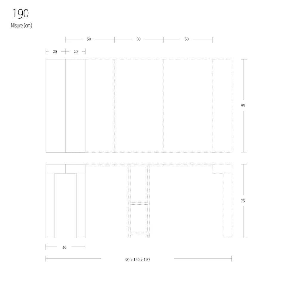 Udtrækkelig konsol til 290 cm i melamintræ fremstillet i Italien - Paride Viadurini