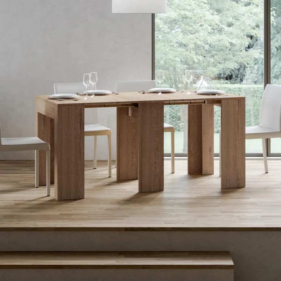 Udvidbar konsol til 299 cm med indvendige forlængelser lavet i Italien - Timeglas Viadurini