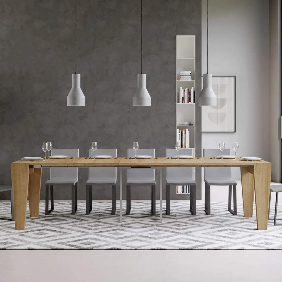 Udtrækkelig konsol til 300 cm i træ Made in Italy - Throne Viadurini