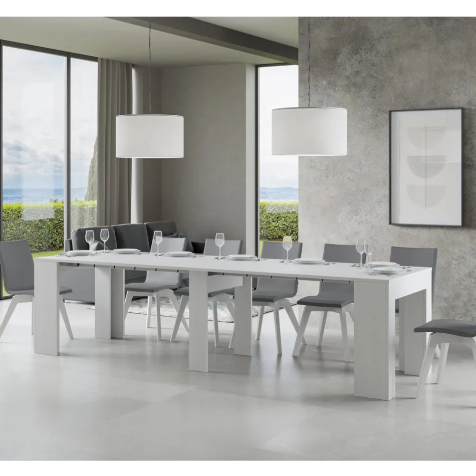 Udtrækkelig konsol til 307 cm i Made in Italy træmikropartikler - Corona Viadurini