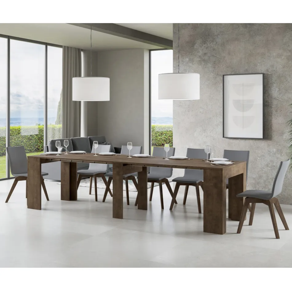 Udtrækkelig konsol til 307 cm i Made in Italy træmikropartikler - Corona Viadurini