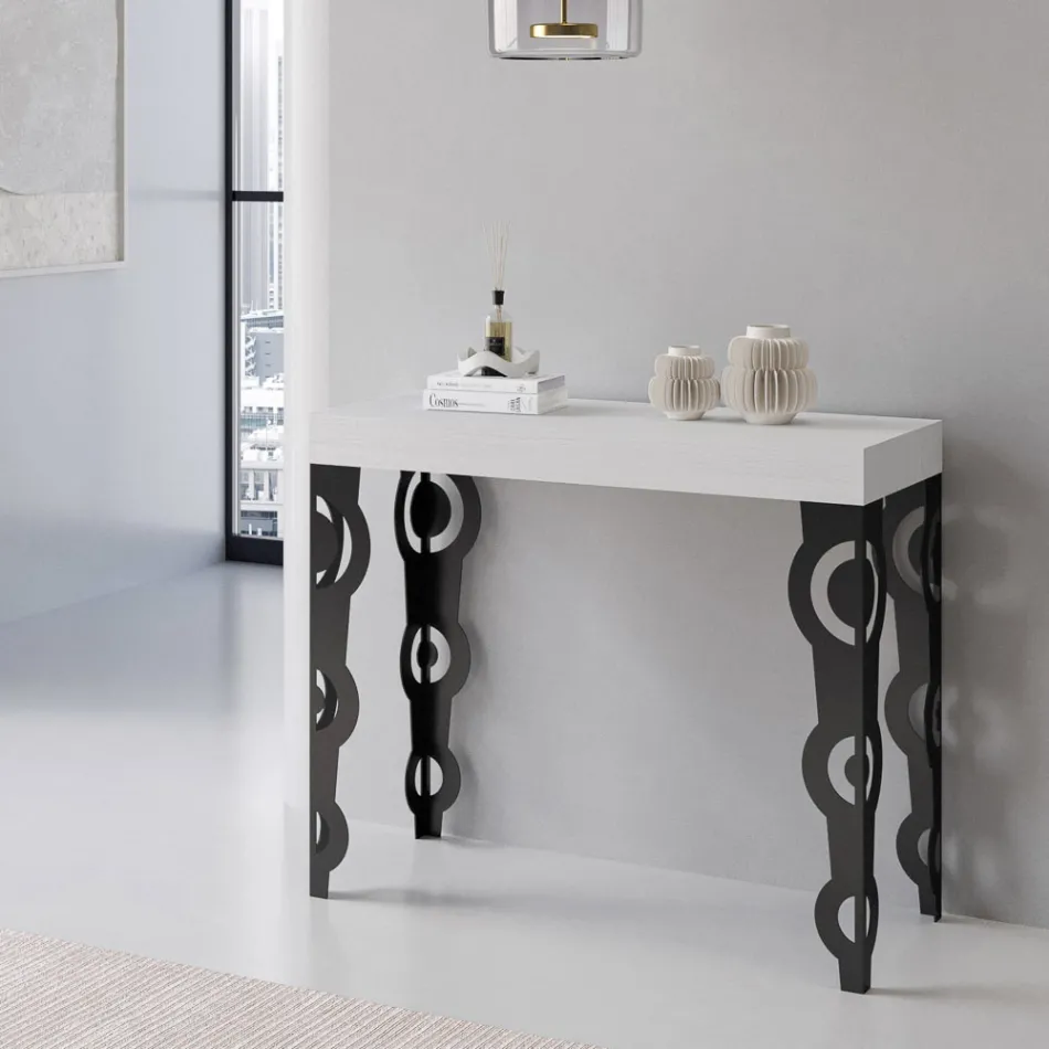 Udtrækkelig konsol med moderne jernben lavet i Italien - Palazzo Viadurini