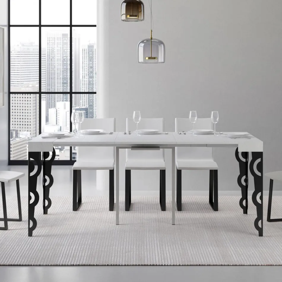 Udtrækkelig konsol med moderne jernben lavet i Italien - Palazzo Viadurini