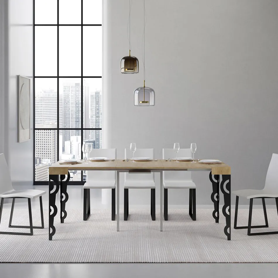 Udtrækkelig konsol med moderne jernben lavet i Italien - Palazzo Viadurini