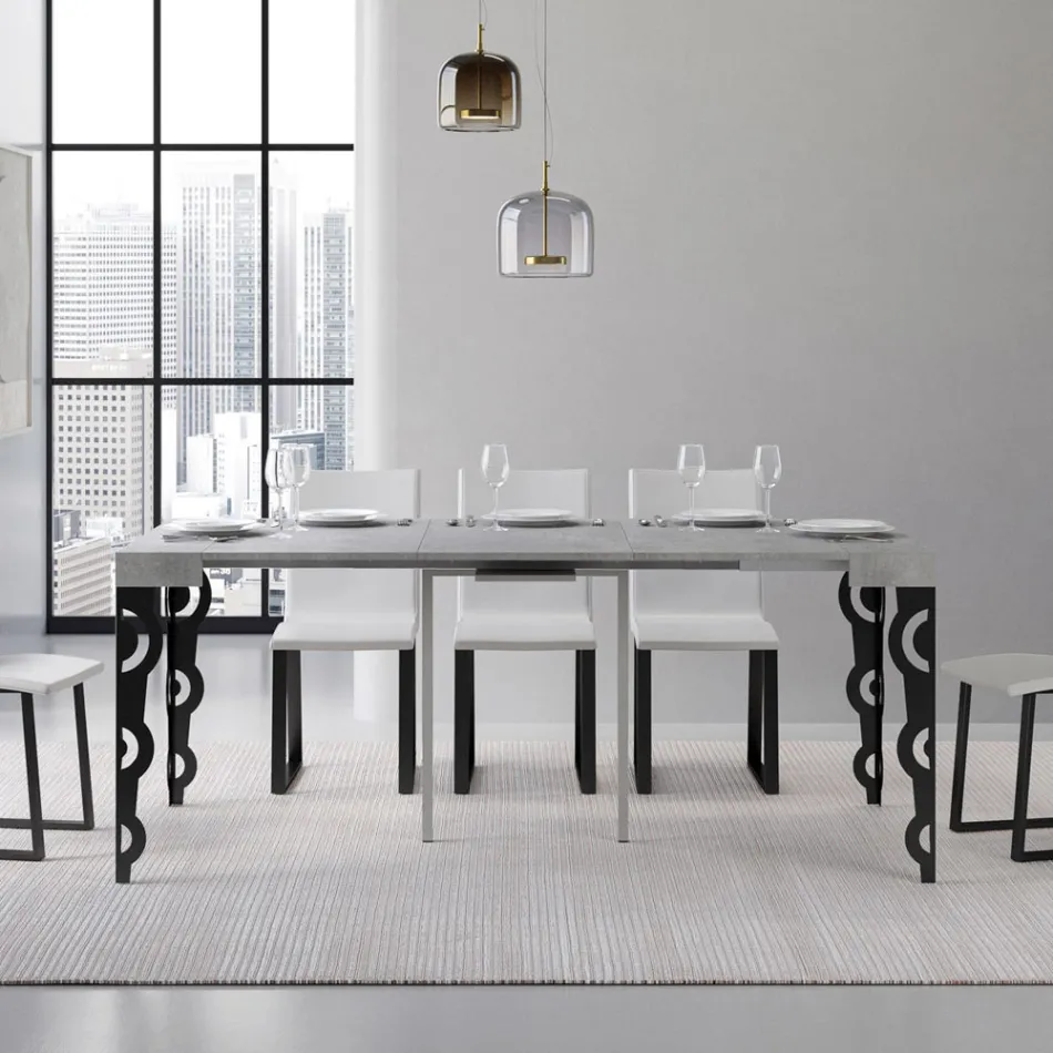 Udtrækkelig konsol med moderne jernben lavet i Italien - Palazzo Viadurini