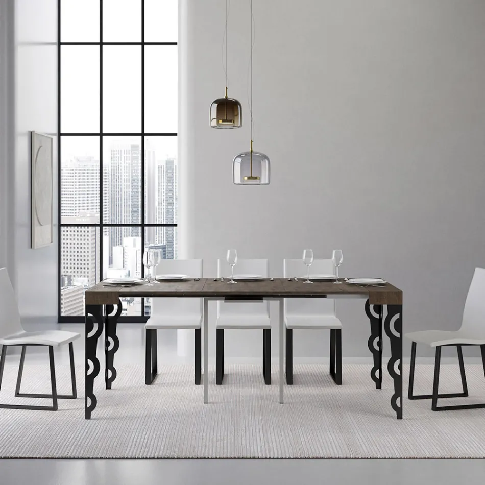 Udtrækkelig konsol med moderne jernben lavet i Italien - Palazzo Viadurini