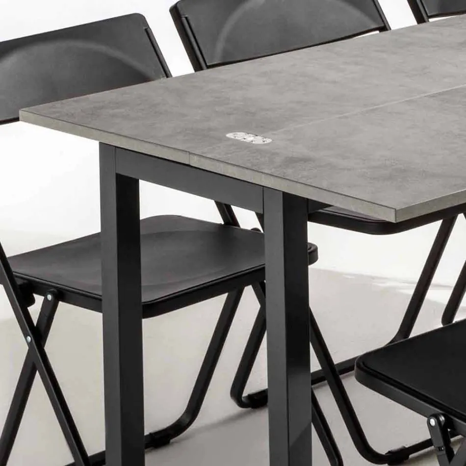 Udvidelig konsol med top i melamin og base i malet metal - Adino Viadurini