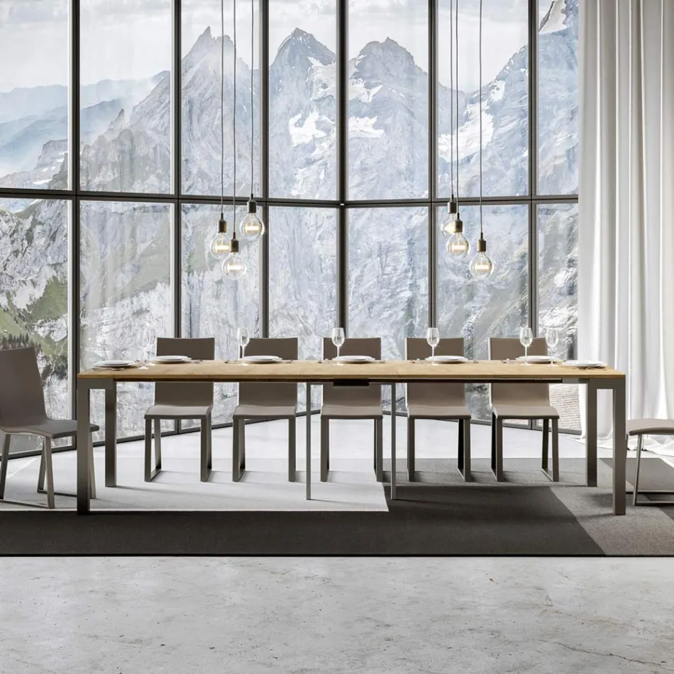 Udtrækkelig konsol af moderne design i træ og jern Fremstillet i Italien - aldrig Viadurini