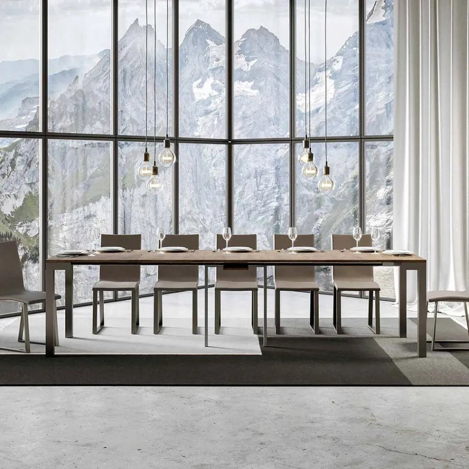 Udtrækkelig konsol af moderne design i træ og jern Fremstillet i Italien - aldrig Viadurini