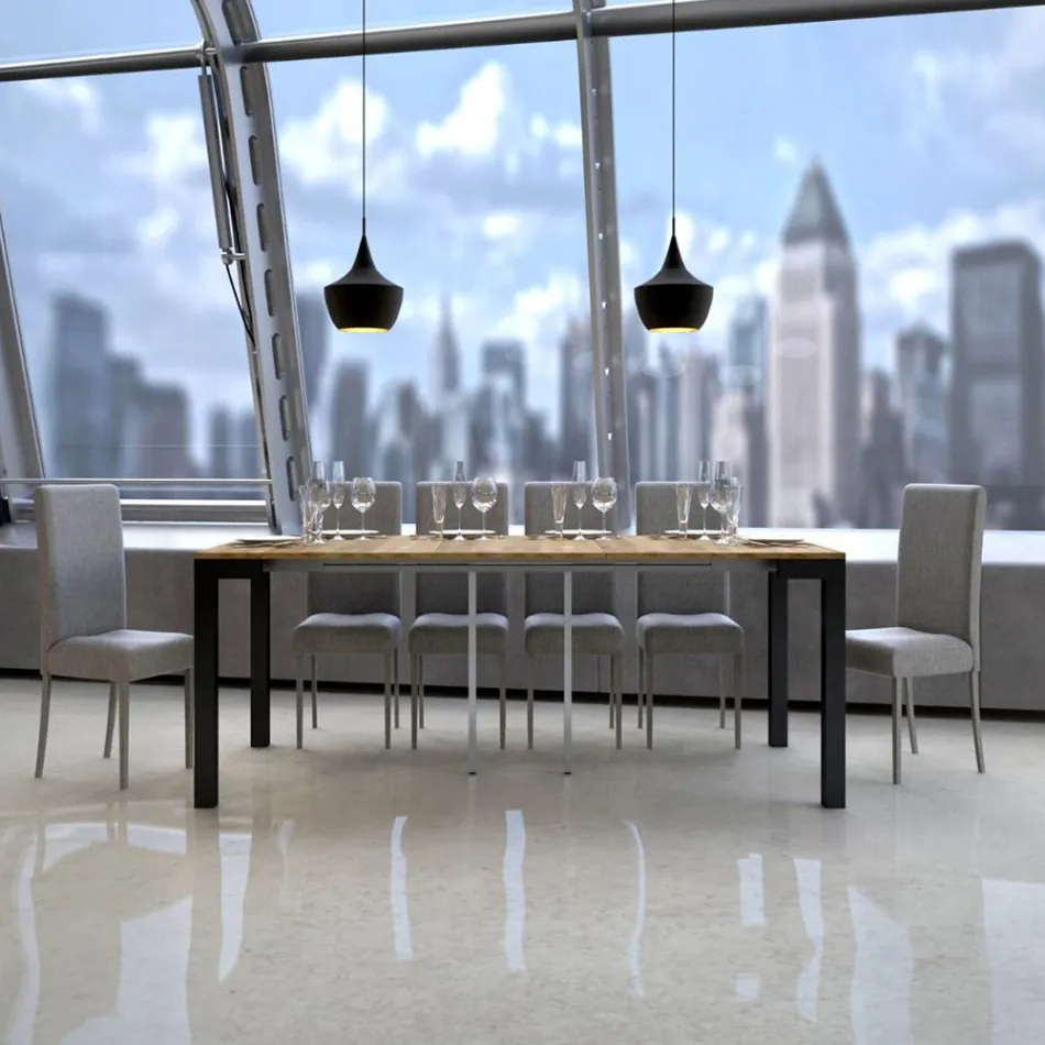 Udtrækkelig konsol af moderne design i træ og jern Fremstillet i Italien - aldrig Viadurini