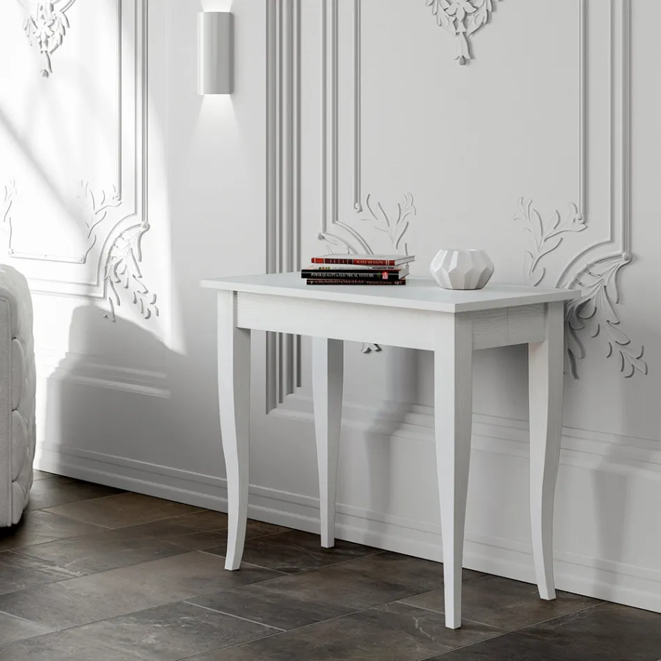 Udtrækkelig konsol i valnød eller hvid ask lavet i Italien - Folletto Viadurini