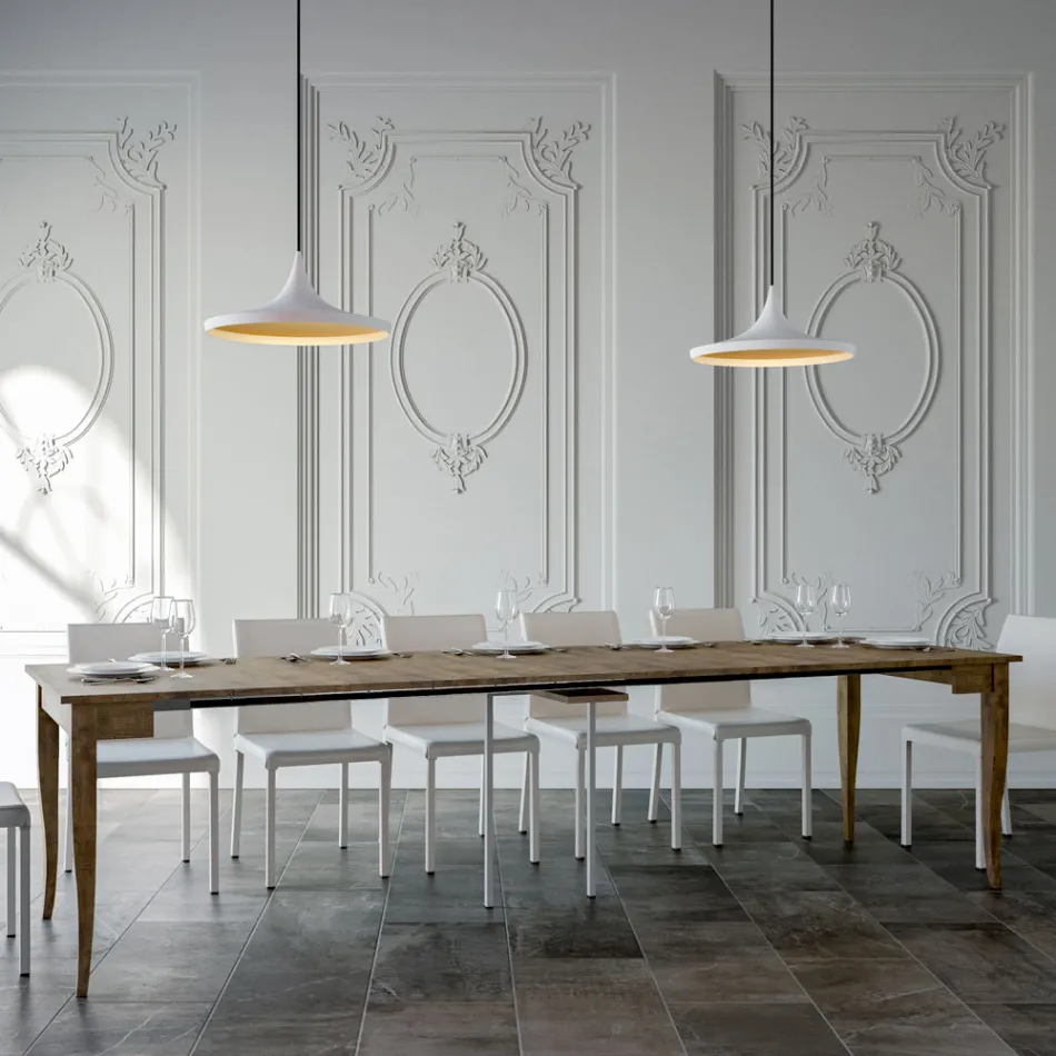 Udtrækkelig konsol i valnød eller hvid ask lavet i Italien - Folletto Viadurini