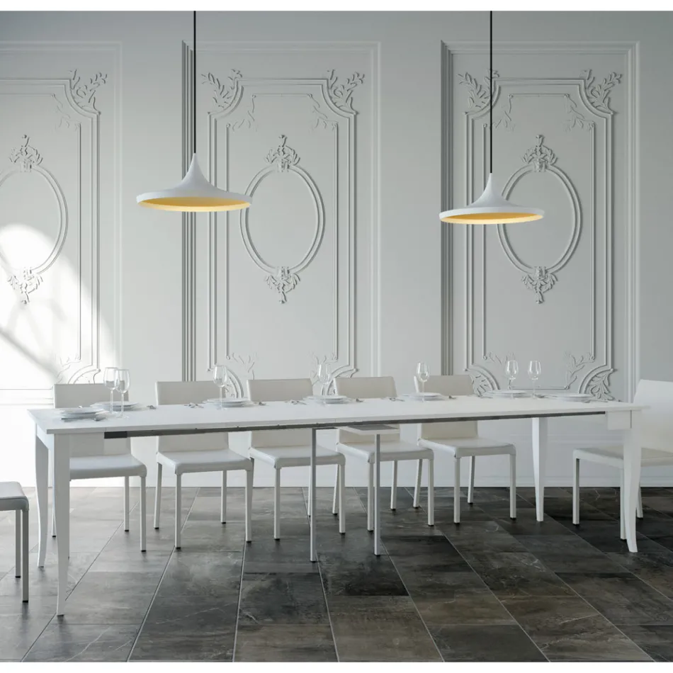 Udtrækkelig konsol i valnød eller hvid ask lavet i Italien - Folletto Viadurini