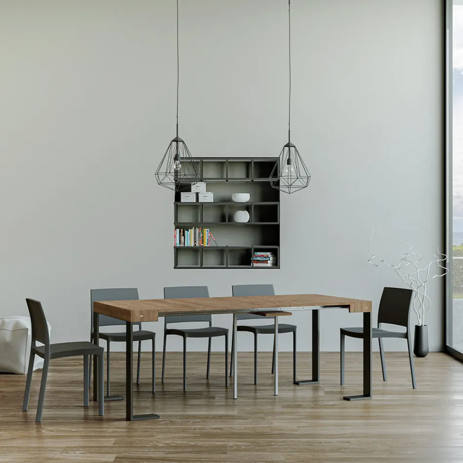 Udtrækkelig konsol op til 300 cm med antracitramme lavet i Italien - kæmpe Viadurini