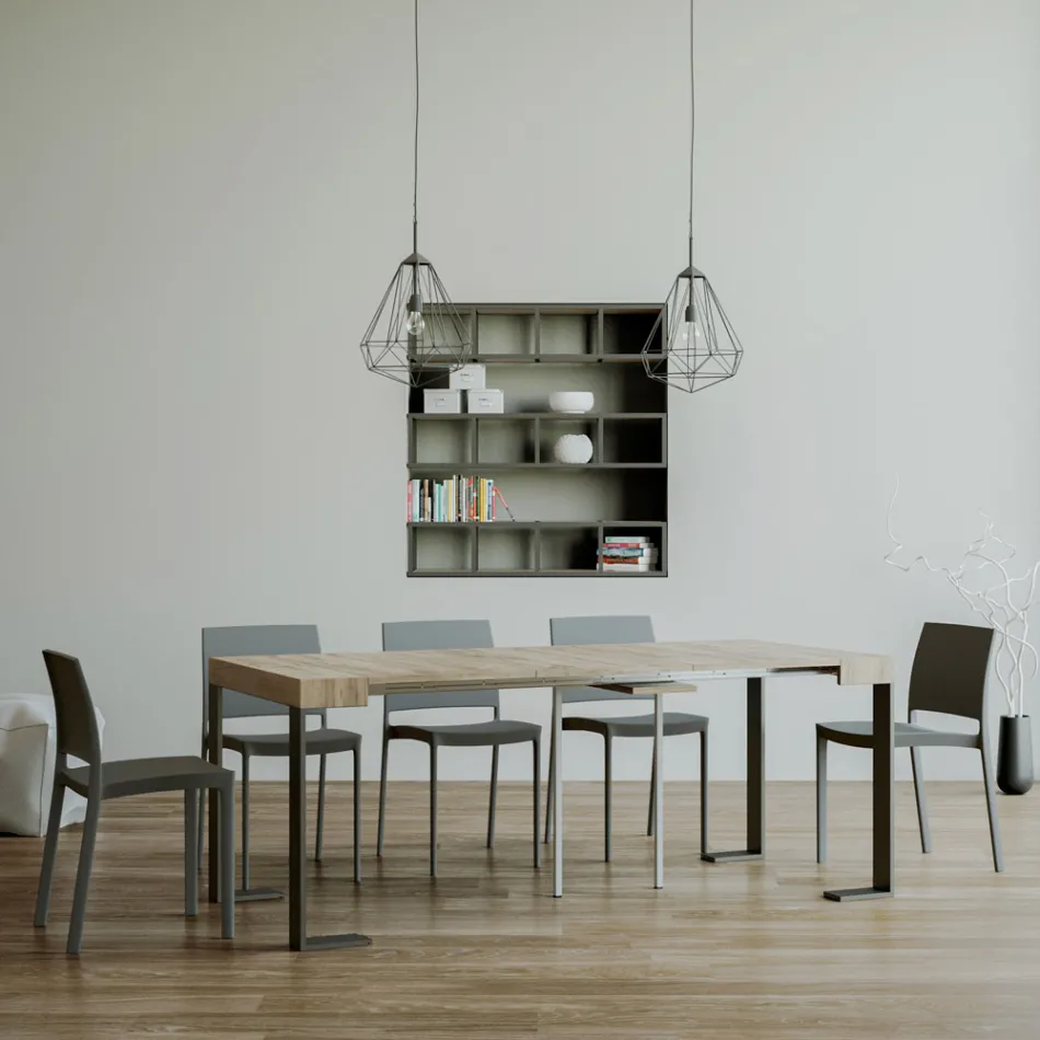 Udtrækkelig konsol op til 300 cm med antracitramme lavet i Italien - kæmpe Viadurini